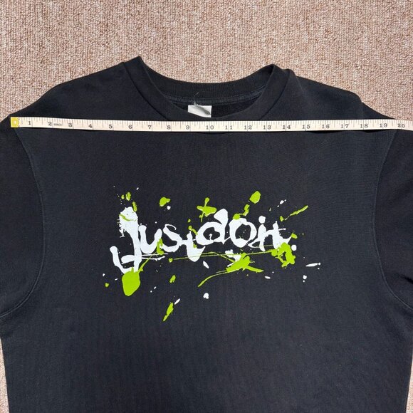 Vintage 2000's Nike Just Do It Paint Splatter Black Crew Neck Sweatshirt L-XL - Picture 6 of 9